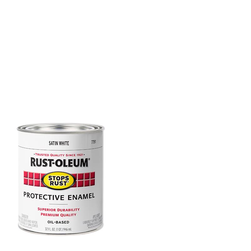 Rust-Oleum Stops Rust Indoor and Outdoor Satin White Oil-Based Protective Paint 1 qt, Pack of 2