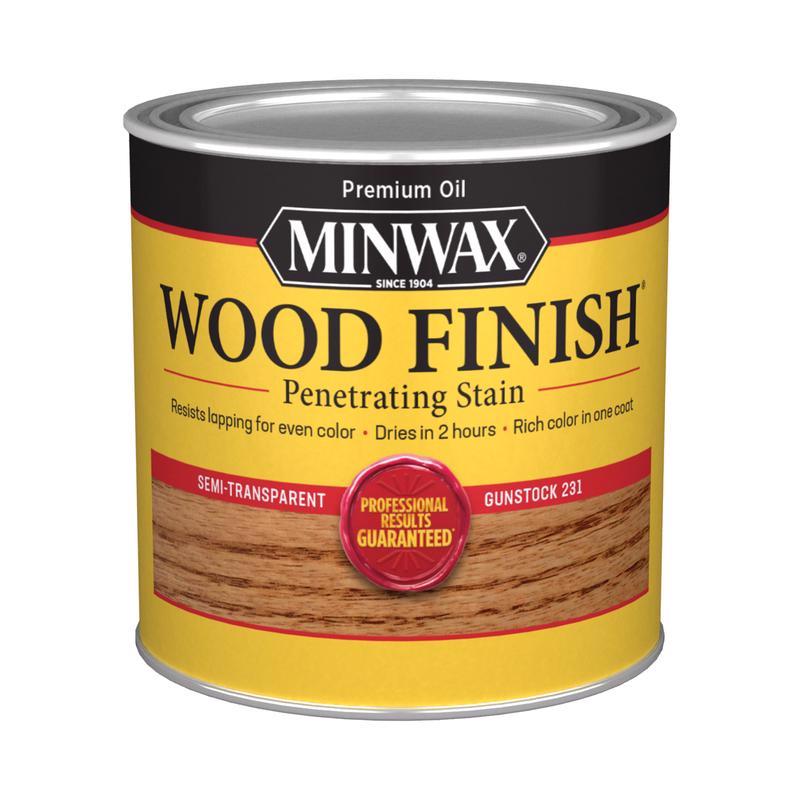 Minwax Wood Finish Semi-Transparent Gunstock Oil-Based Penetrating Wood Stain 1/2 pt, Pack of 4