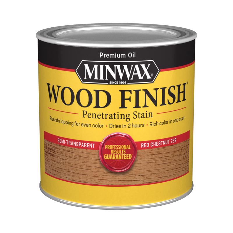 Minwax Wood Finish Semi-Transparent Red Chestnut Oil-Based Penetrating Wood Stain 1/2 pt, Pack of 4