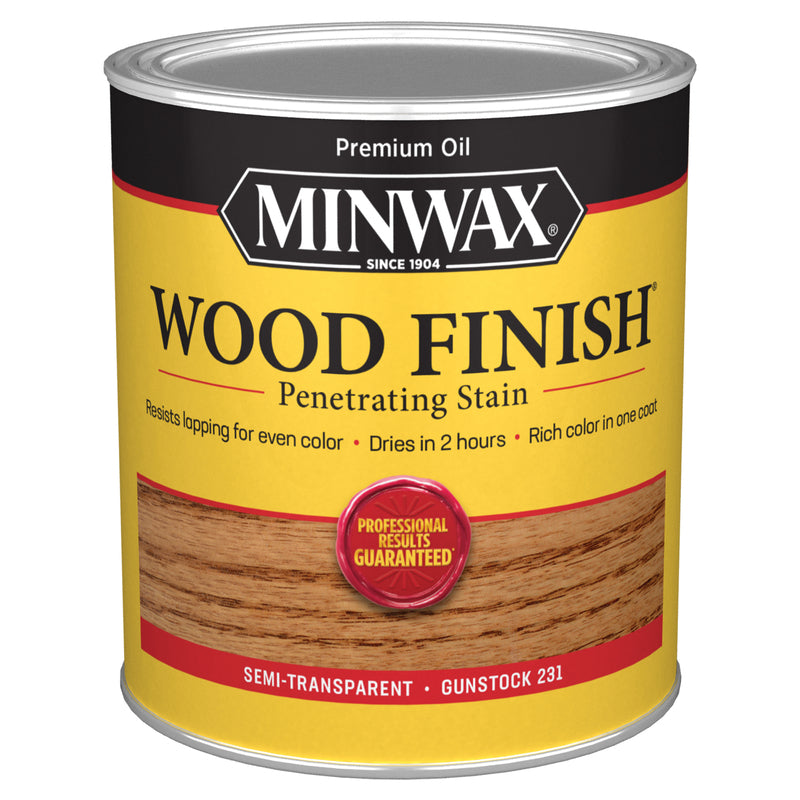 Minwax Wood Finish Semi-Transparent Gunstock Oil-Based Penetrating Wood Stain 1 qt, Pack of 4