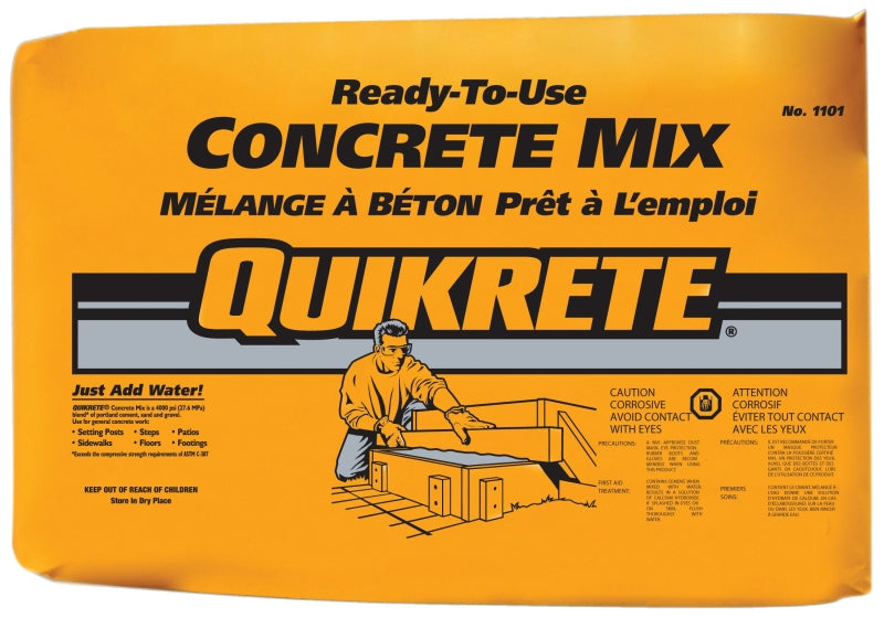 Quikrete 110125 Concrete Mix, Gray/Gray Brown, Granular, 25 kg Bag, Pack of 56