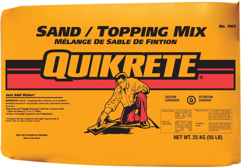 Quikrete 110326 Sand/Topping Mix, Granular Solid, Brown/Gray, 25 kg Bag, Pack of 56