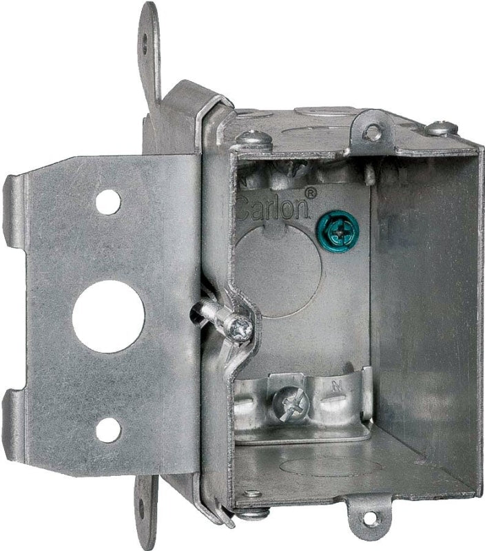 Steel City MB120ADJ Outlet Box, 1-Gang, 5-Knockout, 1/2 in Knockout, Steel, Silver, Galvanized, Box Mounting
