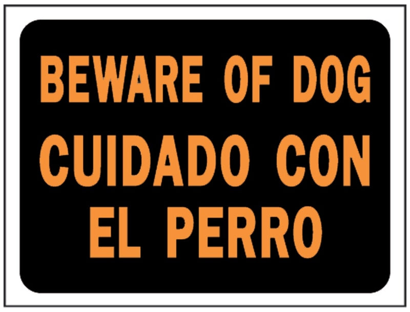 Hy-Ko Hy-Glo Series 3060 Identification Sign, Rectangular, BEWARE OF DOG CUIDADO CON EL PERRO, Fluorescent Orange Legend, Pack of 10