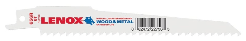 Lenox 22750OSB656R Series Reciprocating Saw Blade, Applicable Materials: Nail-Embedded Wood, Non-Ferrous Metal, 6 in L, Pack of 50