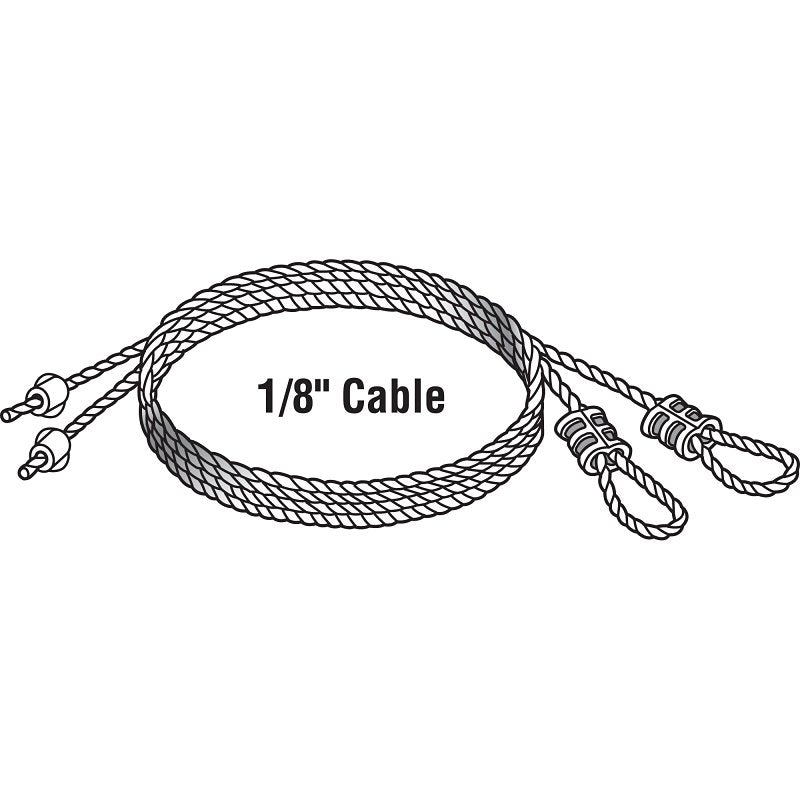 Prime-Line GD 52183 Aircraft Cable, 1/8 in Dia, 8 ft 6 in L, 2155 lb Working Load, Carbon Steel, Galvanized
