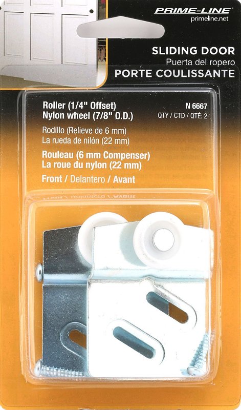 Prime-Line N 6667 Roller Assembly, 7/8 in Dia Roller, Steel, 2-Roller, 90 lb