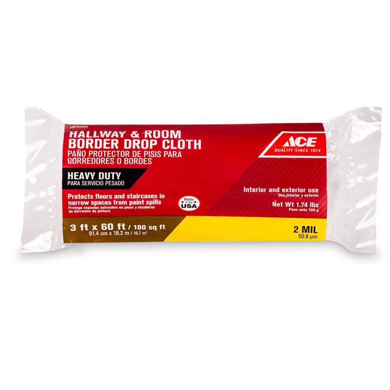 Ace 3 ft. W X 60 ft. L X 2 mil Plastic Drop Cloth 1 pk, Pack of 12