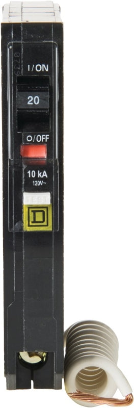 Square D QO120CAFIC Miniature Circuit Breaker, AFCI, 20 A, 1-Pole, 120/240 V, Fixed Trip, Plug Mounting