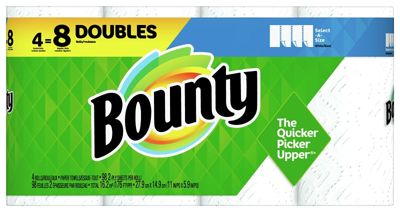 Bounty 80798323 Paper Towel, 11 in L, 6 in W, 2-Ply, Pack of 6