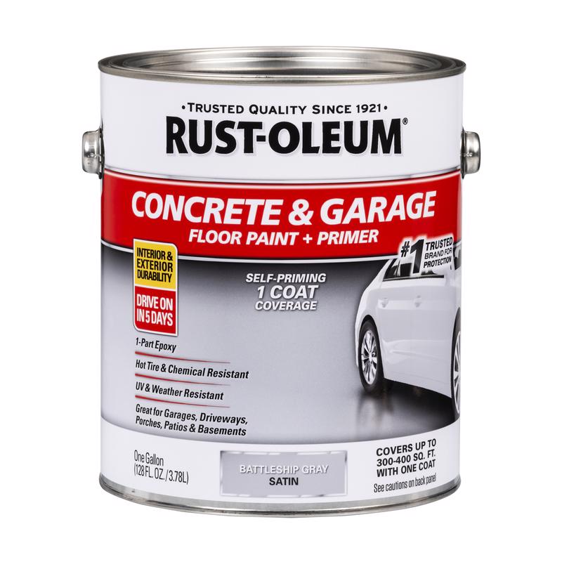 Rust-Oleum Satin Battleship Gray Acrylic Concrete and Garage Floor Paint 1 gal, Pack of 2