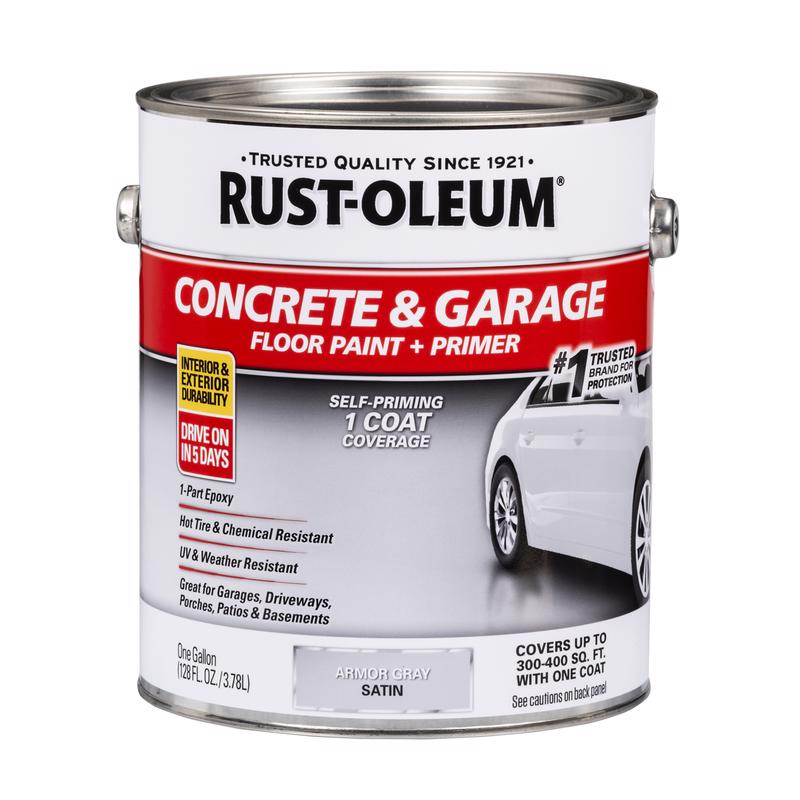 Rust-Oleum Satin Armor Gray Acrylic Concrete & Garage Floor Paint 1 gal, Pack of 2