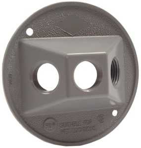 Hubbell 5197-5 Cover, Cluster, Lampholder, 4-1/8 in Dia, 4-1/8 in W, Round, Metal, Gray, Powder-Coated, 6/CD