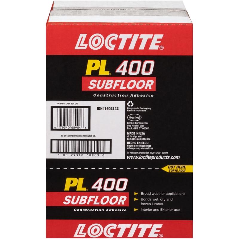 Loctite PL 400 Subfloor Adhesive Synthetic Rubber Subfloor Construction Adhesive 28 oz, Pack of 12