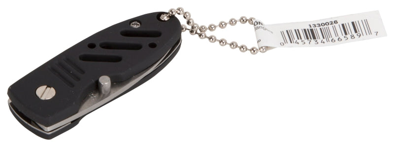 Vulcan W989 Key Chain, Bead Chain Ring, 4 in L Ring, Plastic Case, Black Body/Stainless Steel Blade, Pack of 50