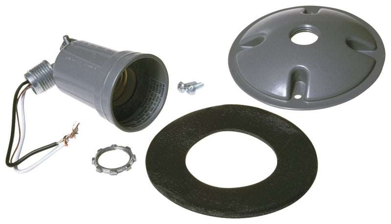 Hubbell 5624-0 Cover, 3-21/64 in L, 4-1/8 in W, Round, Metal, Gray, Powder-Coated, 8/CT