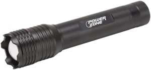 PowerZone 12106 Tactical Flashlight, AA Battery, LED Lamp, 1000 Lumens, 150 m Beam Distance, 12 hr Run Time, Black