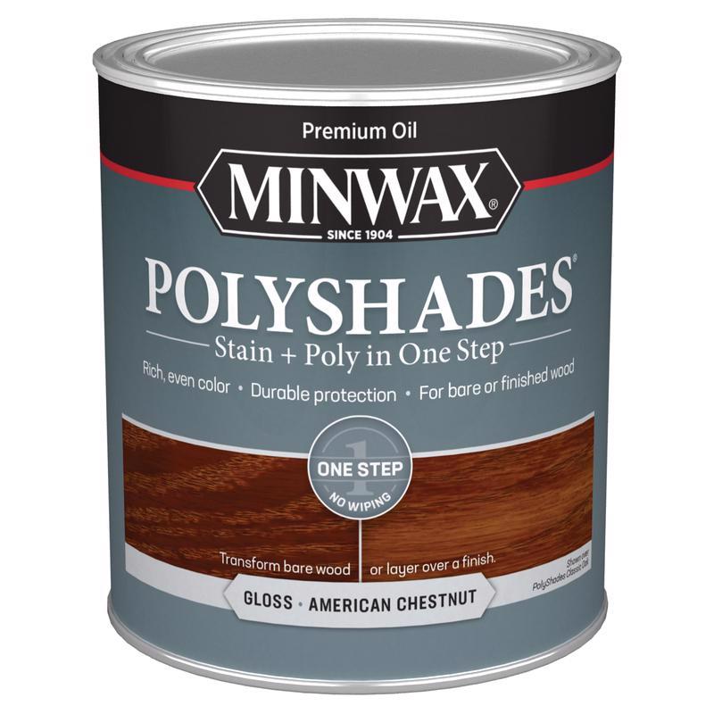 Minwax PolyShades Semi-Transparent Gloss American Chestnut Stain/Polyurethane Finish 1 qt, Pack of 4