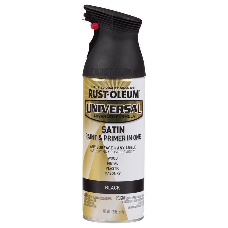 Rust-Oleum Universal Satin Black Spray Paint 12 oz, Pack of 6