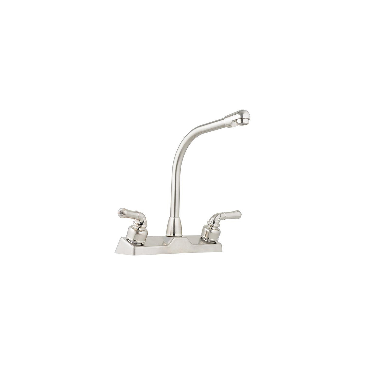 Utopia 8″ High Rise Kitchen Faucet, Brushed Nickel w/Tea Pot Handles