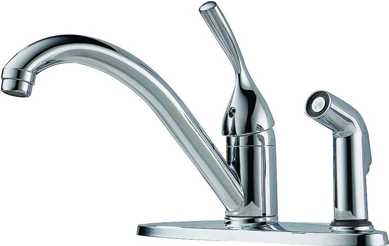 Delta Classic Series 300-DST Kitchen Faucet with Integral Spray, 1.8 gpm, 1-Handle, Brass, Chrome Plated, Deck