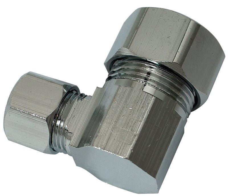 Plumb Pak PP78PCLF Angle Connector, 1/2 x 3/8 in, Copper x OD, Brass, Chrome-Plated