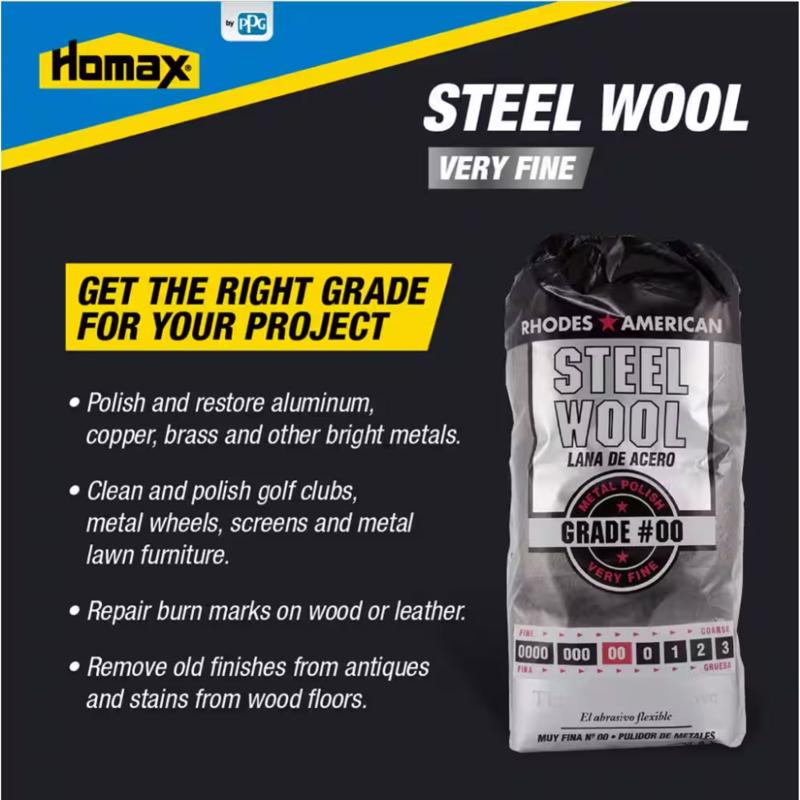 Rhodes American 00 Grade Very Fine Steel Wool Pad 12 pk, Pack of 6