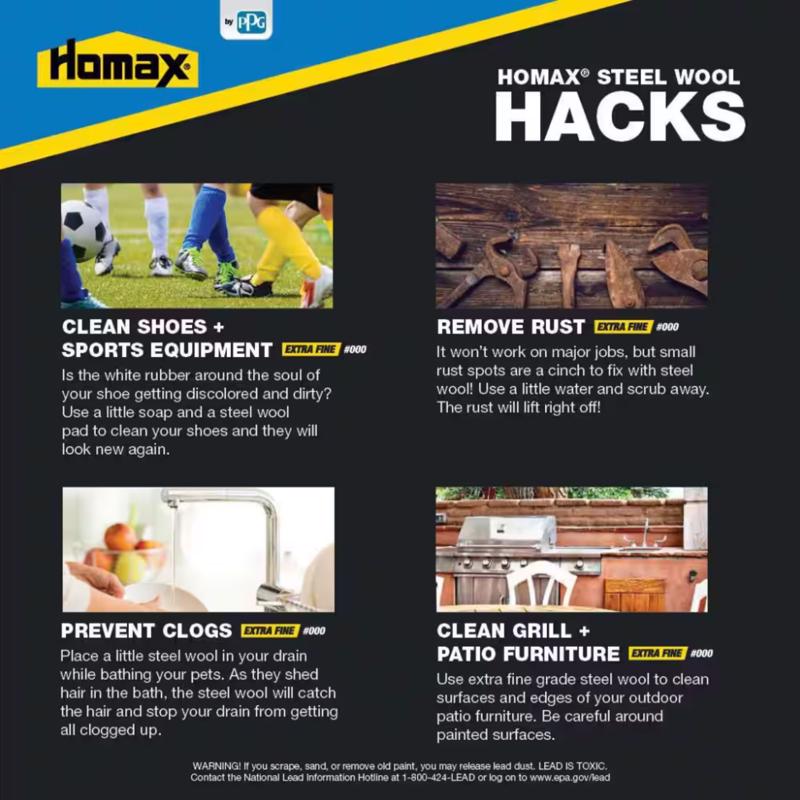 Rhodes American 1 Grade Medium Steel Wool Pad 12 pk, Pack of 6