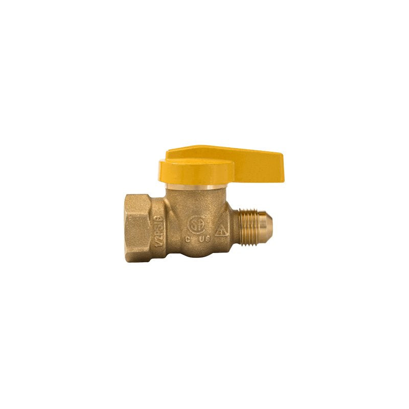 ProLine Series 7701G Series 114-522HN 1-Piece Straight Gas Valve, 3/8 x 1/2 in Connection, Flare x FIP, Brass Body