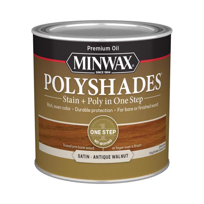 Minwax PolyShades Semi-Transparent Satin Antique Walnut Oil-Based Stain/Polyurethane Finish 1/2 pt
