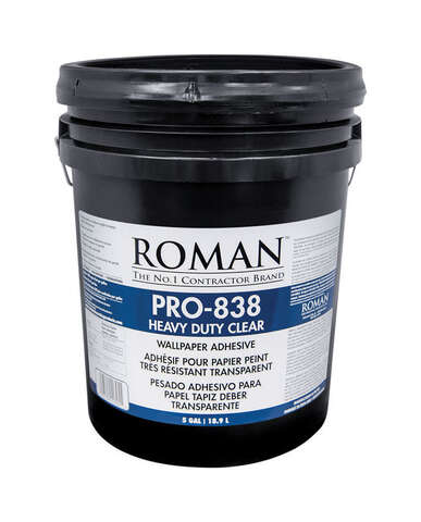 Roman PRO-838 Heavy Duty Clear High Strength Modified Starches Clear Wallpaper Adhesive 5 gal