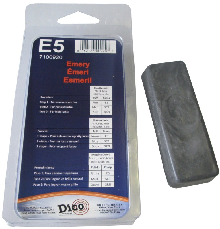 Dico 7100920 Buffing Compound, 1/2 in Thick, Emery, Black