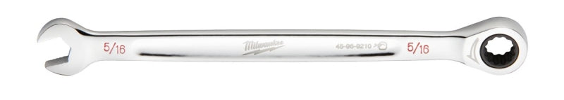 Milwaukee 45-96-9210 Ratcheting Combination Wrench, SAE, 5/16 in Head, 5-3/4 in L, 12-Point, Steel, Chrome-Plated