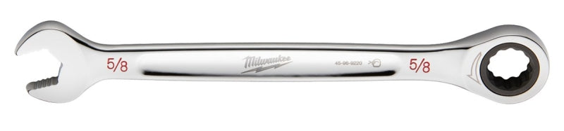 Milwaukee 45-96-9220 Ratcheting Combination Wrench, SAE, 5/8 in Head, 8.58 in L, 12-Point, Steel, Chrome-Plated