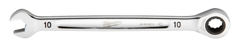 Milwaukee 45-96-9310 Ratcheting Combination Wrench, Metric, 10 mm Head, 6-1/2 in L, 12-Point, Steel, Chrome-Plated