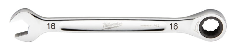 Milwaukee 45-96-9316 Ratcheting Combination Wrench, Metric, 16 mm Head, 8.58 in L, 12-Point, Steel, Chrome-Plated