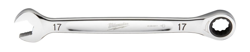 Milwaukee 45-96-9317 Ratcheting Combination Wrench, Metric, 17 mm Head, 9.19 in L, 12-Point, Steel, Chrome-Plated