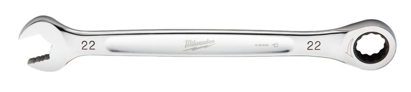 Milwaukee 45-96-9322 Ratcheting Combination Wrench, Metric, 22 mm Head, 11.93 in L, 12-Point, Steel, Chrome-Plated
