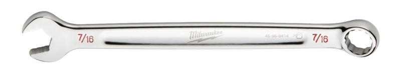 Milwaukee 45-96-9414 Combination Wrench, SAE, 7/16 in Head, 6-1/2 in L, 12-Point, Steel, Chrome-Plated
