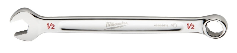 Milwaukee 45-96-9416 Combination Wrench, SAE, 1/2 in Head, 7.09 in L, 12-Point, Steel, Chrome-Plated