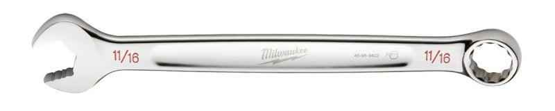 Milwaukee 45-96-9422 Combination Wrench, SAE, 11/16 in Head, 8.86 in L, 12-Point, Steel, Chrome-Plated