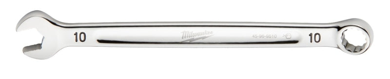 Milwaukee 45-96-9510 Combination Wrench, Metric, 10 mm Head, 6.22 in L, 12-Point, Steel, Chrome-Plated