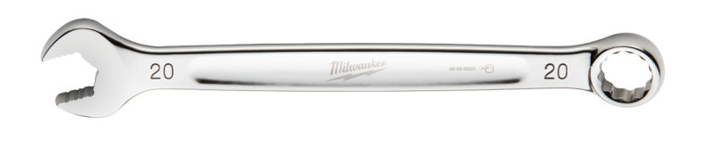 Milwaukee 45-96-9520 Combination Wrench, Metric, 20 mm Head, 10.31 in L, 12-Point, Steel, Chrome-Plated