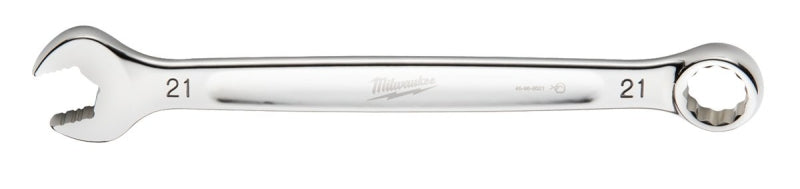 Milwaukee 45-96-9521 Combination Wrench, Metric, 21 mm Head, 10.71 in L, 12-Point, Steel, Chrome-Plated