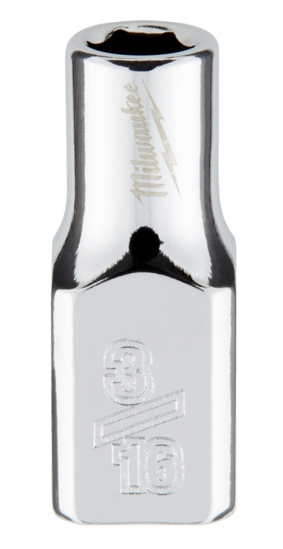 Milwaukee 45-34-9001 Socket, 3/16 in Socket, Standard Socket, 4.921 in OAL, 1/4 in Drive, 6-Point, Chrome