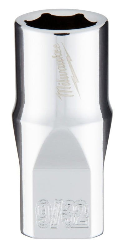 Milwaukee 45-34-9004 Socket, 9/32 in Socket, Standard Socket, 4.921 in OAL, 1/4 in Drive, 6-Point, Chrome