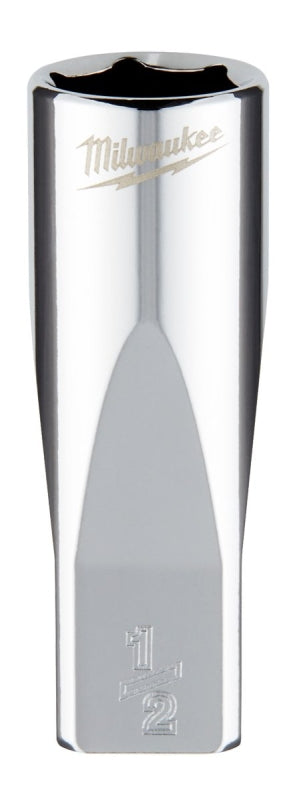 Milwaukee 45-34-9020 Deep Socket, 1/2 in Socket, 1/4 in Drive, 6-Point, Chrome Vanadium Steel, Chrome-Plated