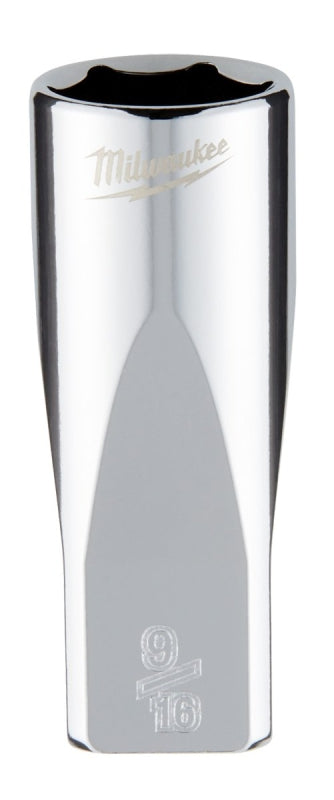 Milwaukee 45-34-9021 Socket, 9/16 in Socket, Deep Socket, 2.559 in OAL, 1/4 in Drive, 6-Point, Chrome Vanadium Steel