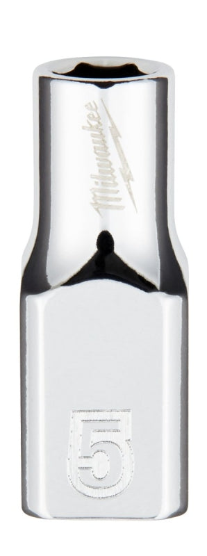 Milwaukee 45-34-9030 Socket, 5 mm Socket, Standard Socket, 4.921 in OAL, 1/4 in Drive, 6-Point, Chrome Vanadium Steel