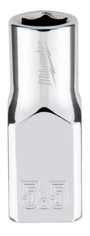 Milwaukee 45-34-9031 Socket, 5.5 mm Socket, 1/4 in Drive, 6-Point, Chrome Vanadium Steel, Chrome-Plated